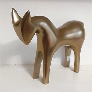 Contemporary brass tone horse metal figurine 8X6 statue made in India very good